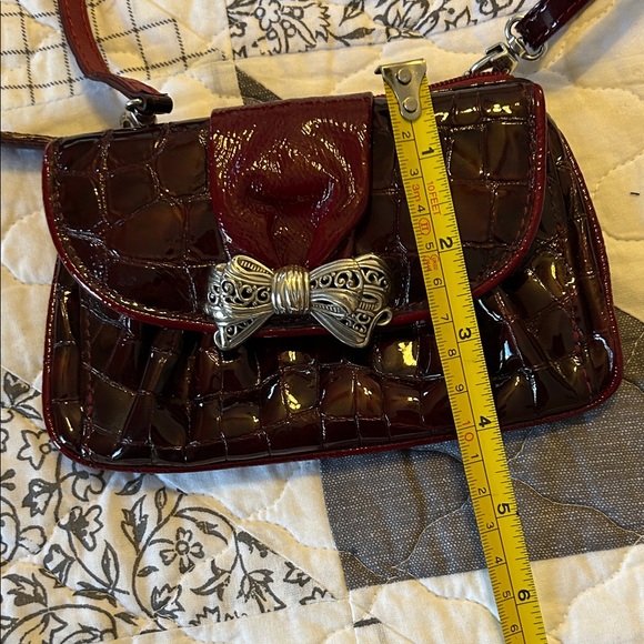 Brighton Burgundy Croc-Embossed Crossbody Bag - Picture 7 of 8